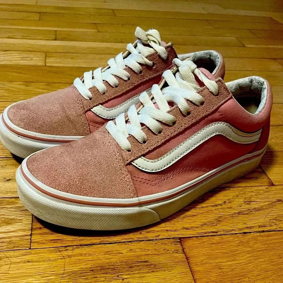Vans Shoes - Vans Pink and White Athletic Shoes Womens 7.5